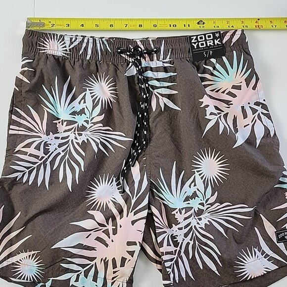 Zoo York Men's Lightweight Shorts Brown Tropical Print Elastic Waist Size Small - Picture 12 of 14
